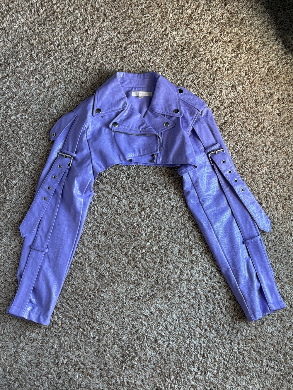 Dolls Kill Hot & Delicious Cropped Lavender Faux Leather Moto Bolero Jacket